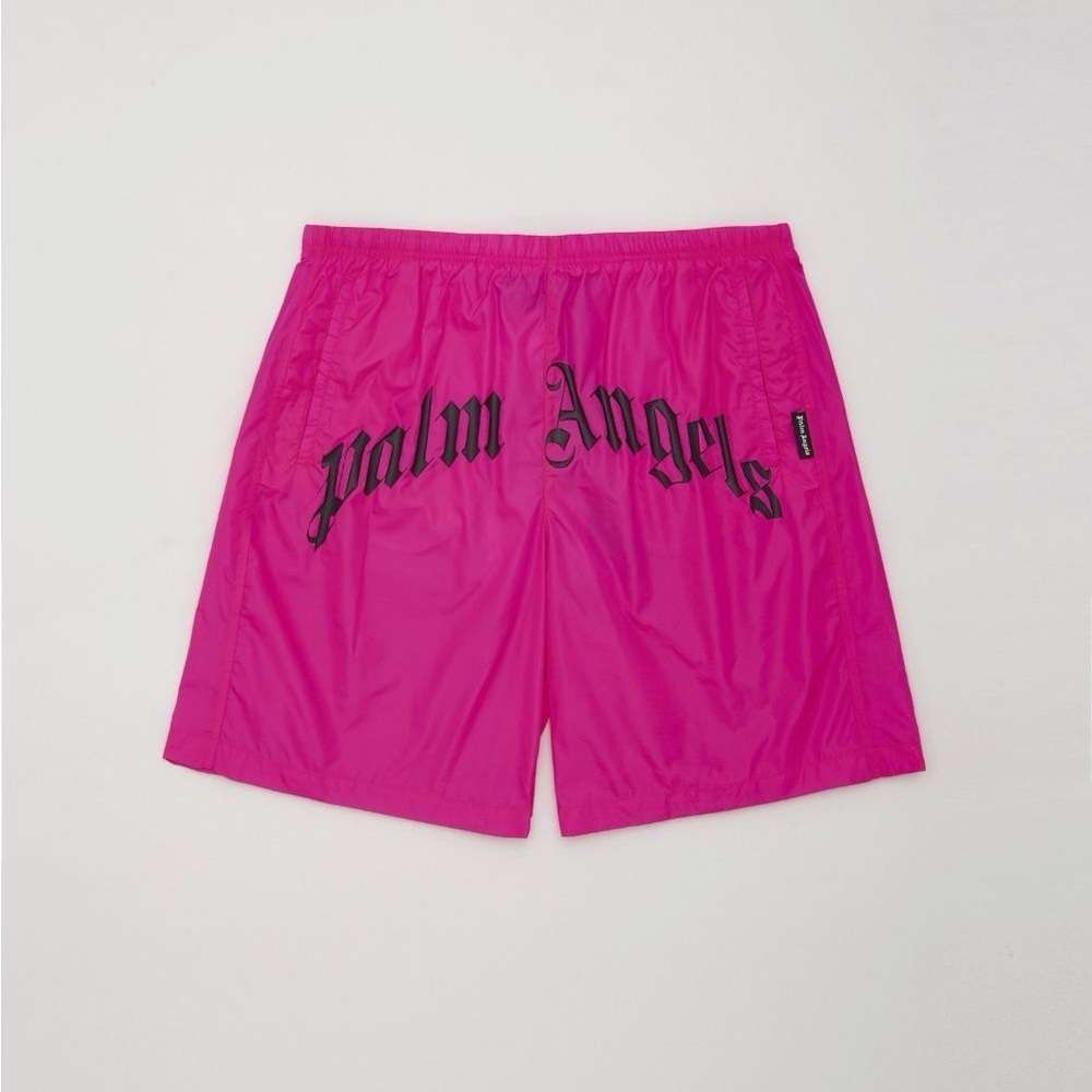 Palm Angels Pink Curved Logo  Swim Shorts SZ. XL​​​